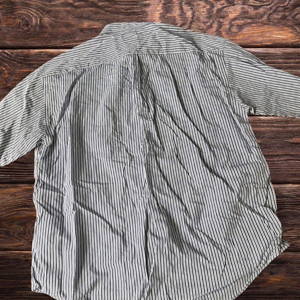 Tommy Hilfiger hickory stripe rr work wear vntg button down short sleeve shirt - Picture 2 of 5